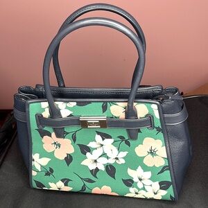 Kate Spade Lucia Lily Blooms Medium Satchel Green Multi